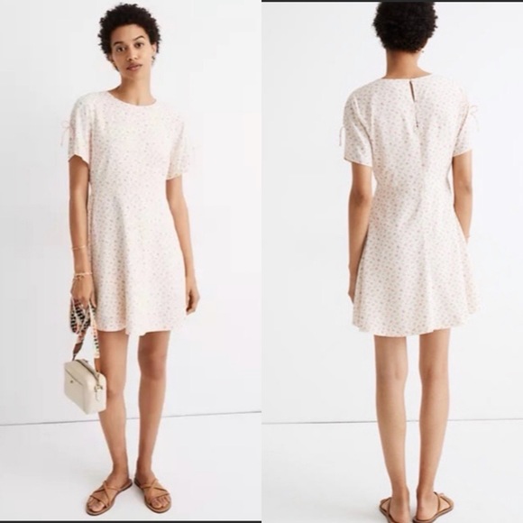 Madewell NWT Tie Sleeve Retro Calico Floral Print Dress vintage retro coquette - Picture 3 of 17